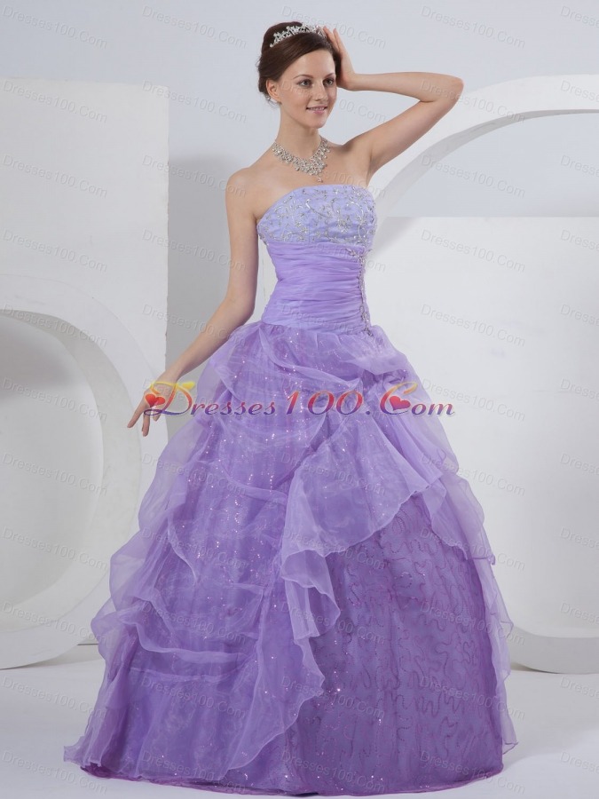 Lilac One Shoulder Tulle Quinceanera Dress On Sale