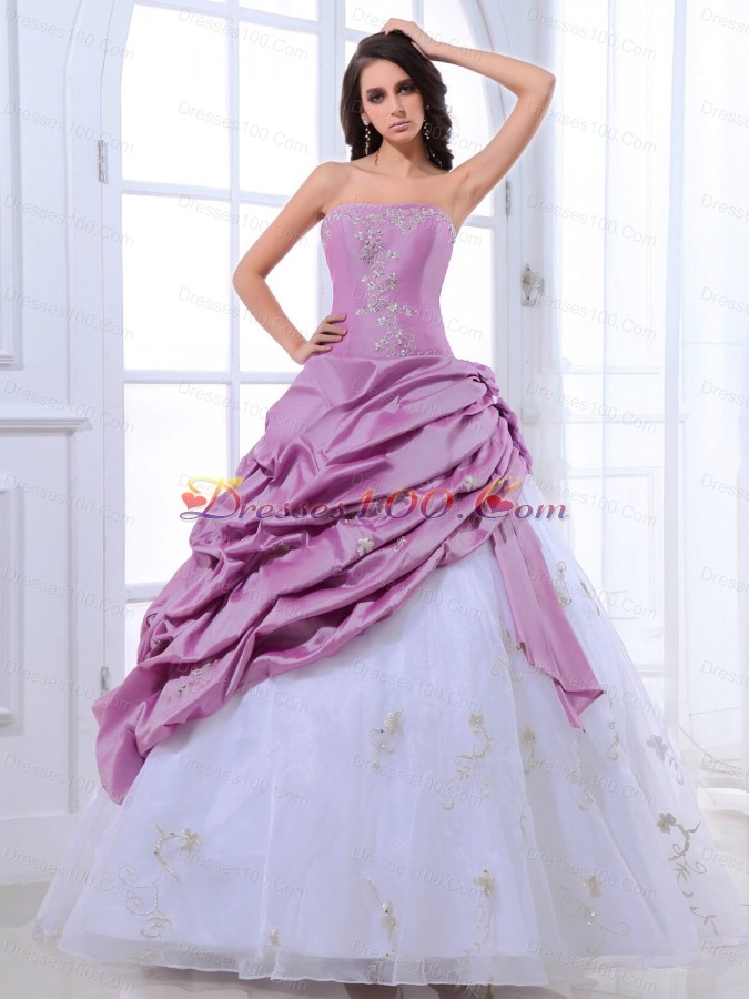 Pretty White and Lavender Sweet 16 Dresses Appliques Pick-ups