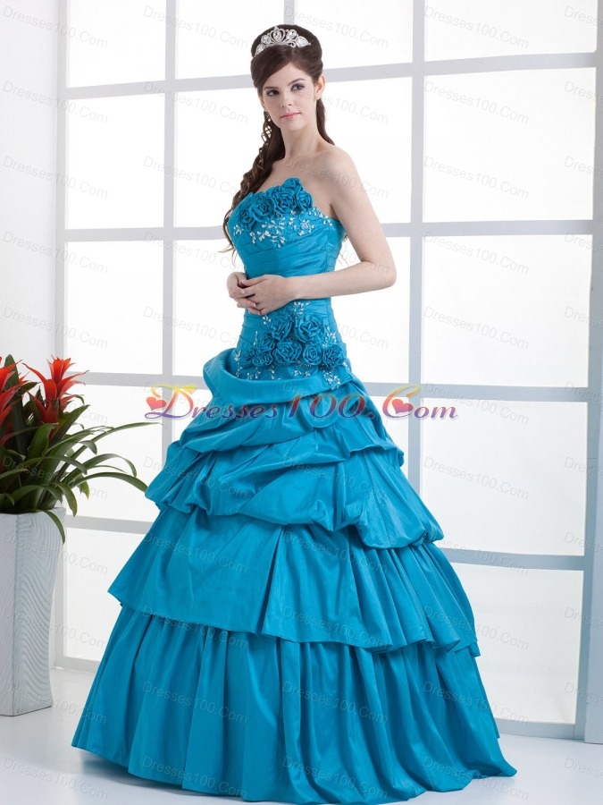 Ruched A-line Sweet 16 Dresses Pick-ups Hand Made Flower