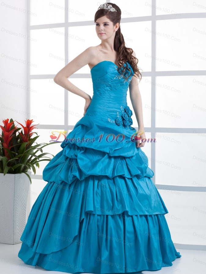 Ruched A-line Sweet 16 Dresses Pick-ups Hand Made Flower