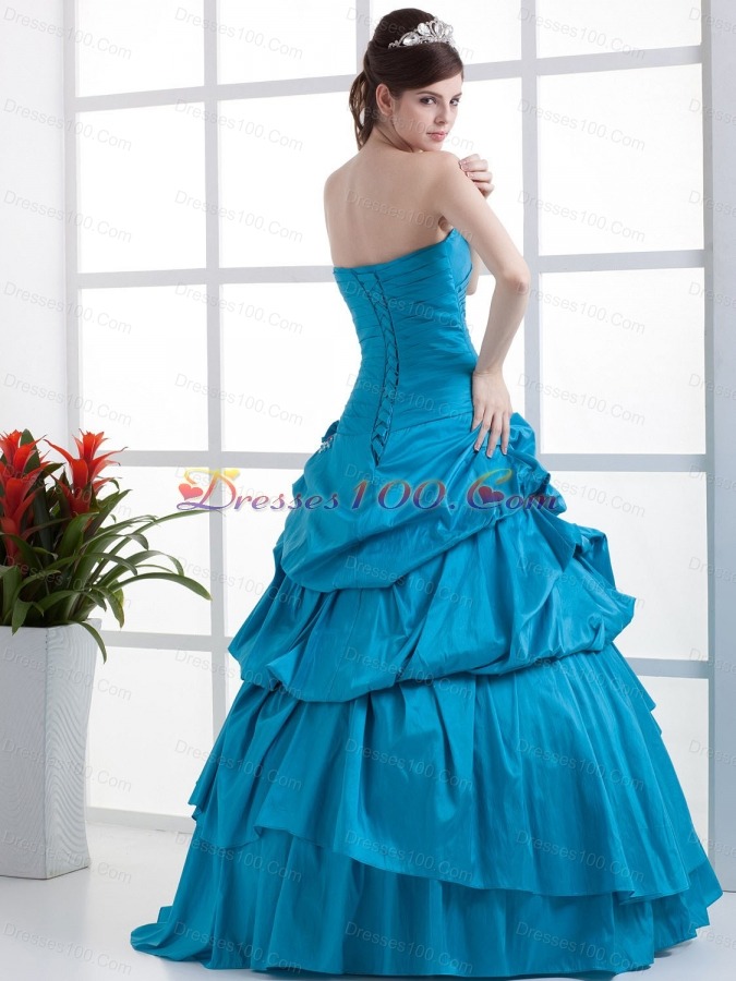Ruched A-line Sweet 16 Dresses Pick-ups Hand Made Flower