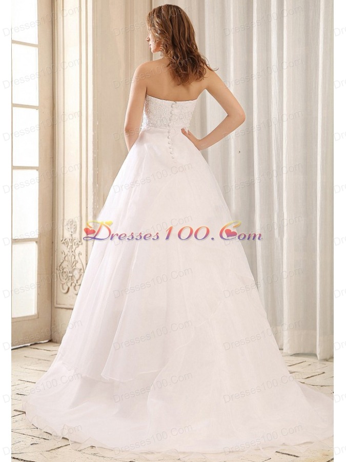 Sash and Appliques Wedding Gowns Ruffled Layers Organza