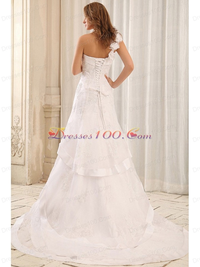 One Shoulder Mermaid Wedding Gowns Ruffled Layers