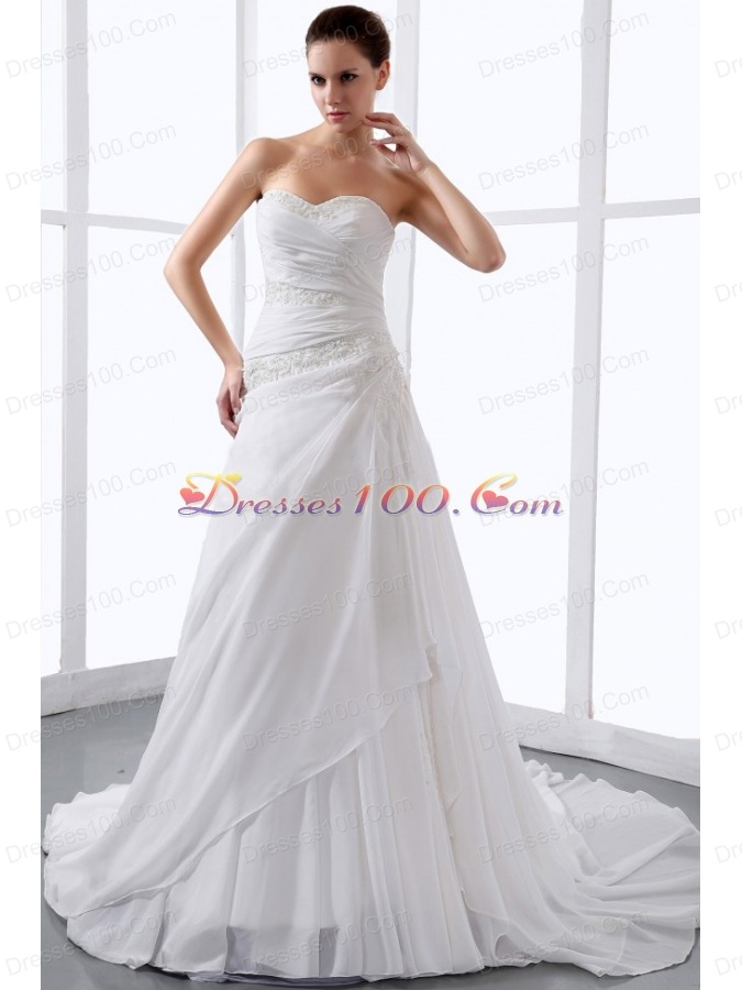 Bridal Gown Sweetheart Wedding Dress Appliques and Ruch