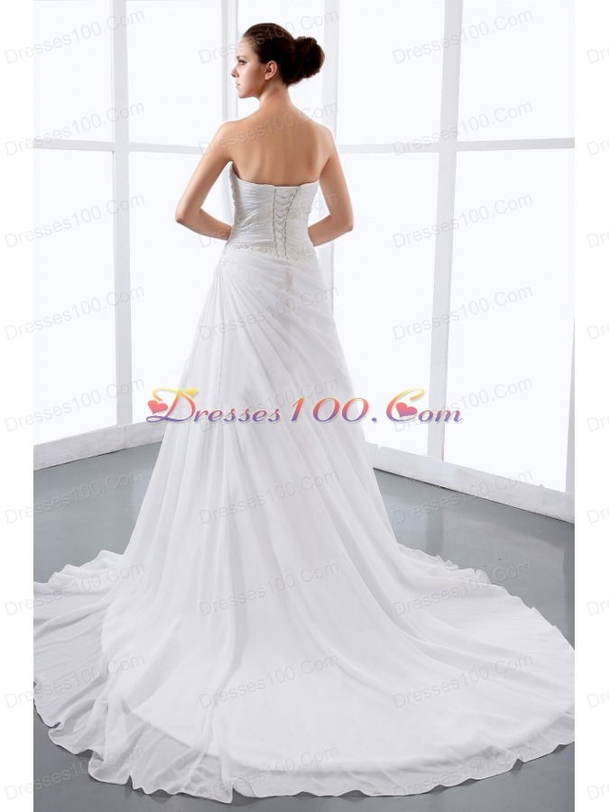 Bridal Gown Sweetheart Wedding Dress Appliques and Ruch