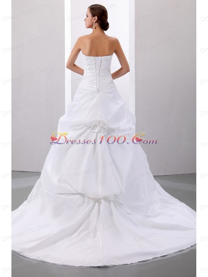 Taffeta Wedding Dress Strapless Pick-ups and Appliques