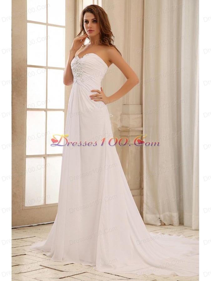 Wedding Dress Sweetheart Beaded Decorate and Ruch