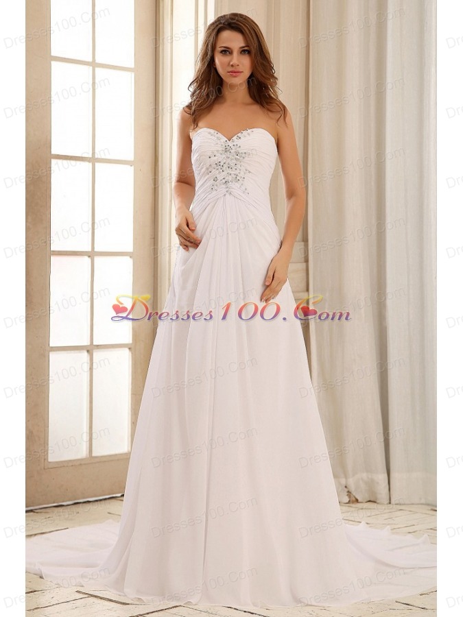 Wedding Dress Sweetheart Beaded Decorate and Ruch