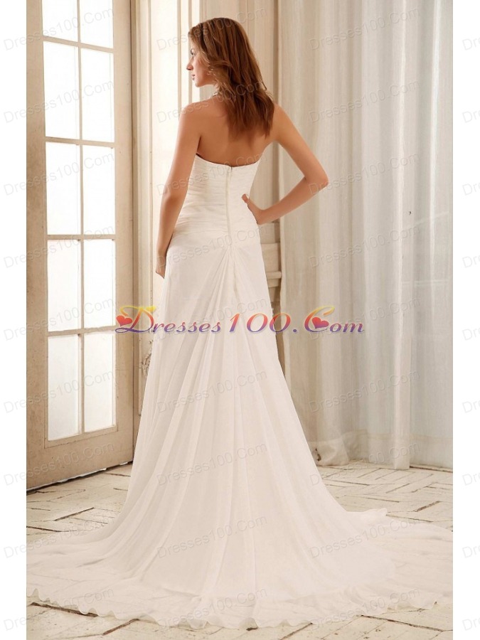 Halter Empire Beaded Weding Dress With Chiffon