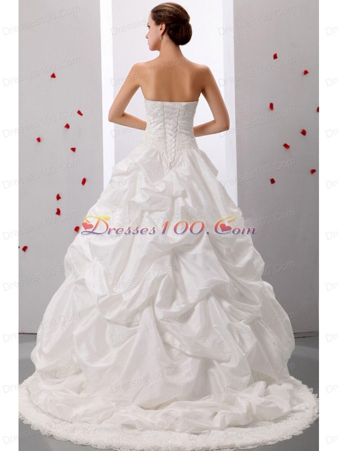 Pick-ups Sweetheart Wedding Gowns With Lace and Ruch