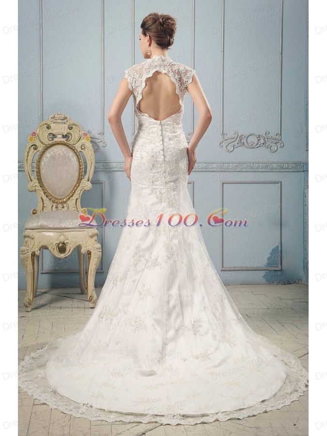 Mermaid 2013 V-neck Wedding Dress With Lace and Beading