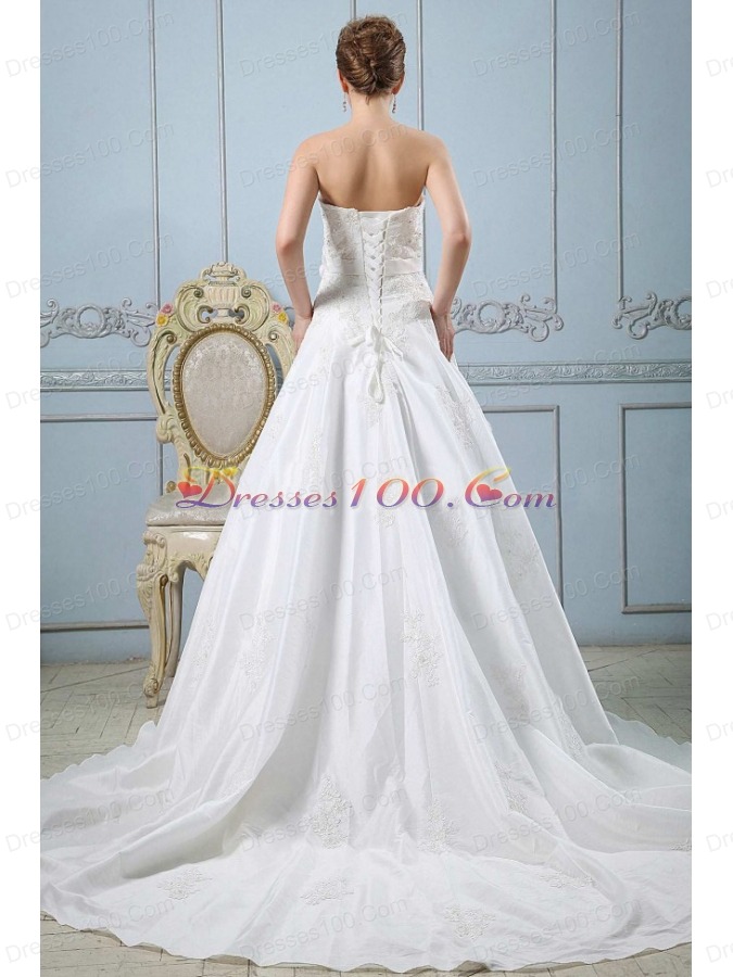 Sweetheart Custom Made Wedding Dress Appliques and Sash