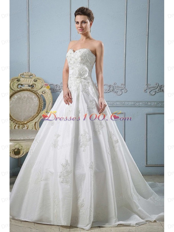 Sweetheart Custom Made Wedding Dress Appliques and Sash