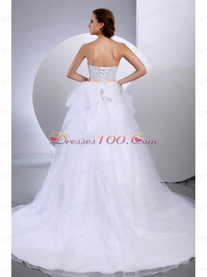 Strapless Wedding Gowns Appliques and Sash In Wedding Party
