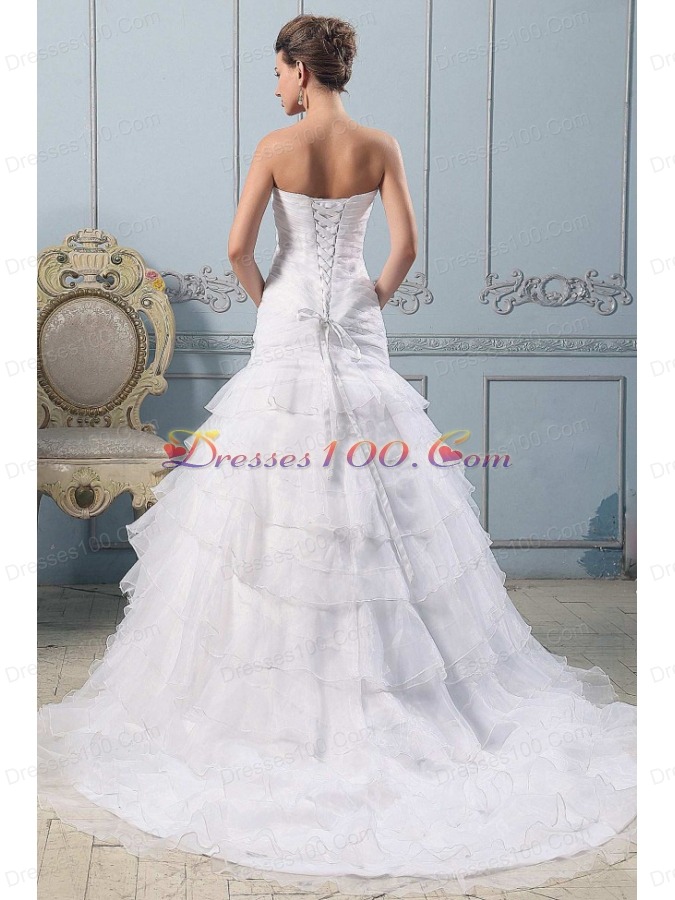 Strapless Pretty Wedding Gowns Ruffled Layered Ruchings