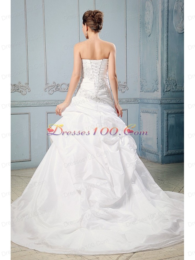 A-line Wedding Dress With Pick-ups and Appliques