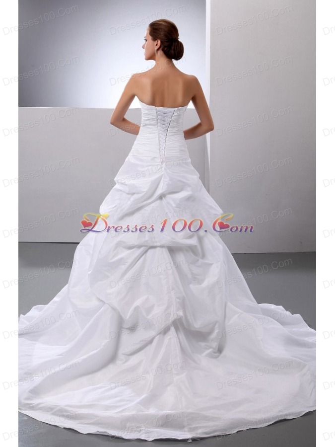 New Arrival Princess Appliques and Pick-ups Wedding Dress With Taffeta In 2013