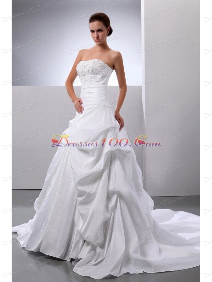 New Arrival Princess Appliques and Pick-ups Wedding Dress With Taffeta In 2013