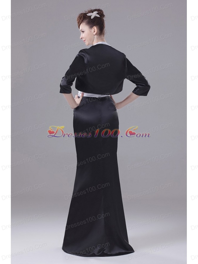 Hand Made Flowers Straps Black And White Mother Of The Bride Dress