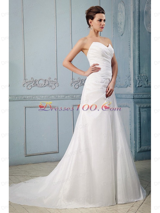 Appliques and Ruch Princess Sweetheart Wedding Dress