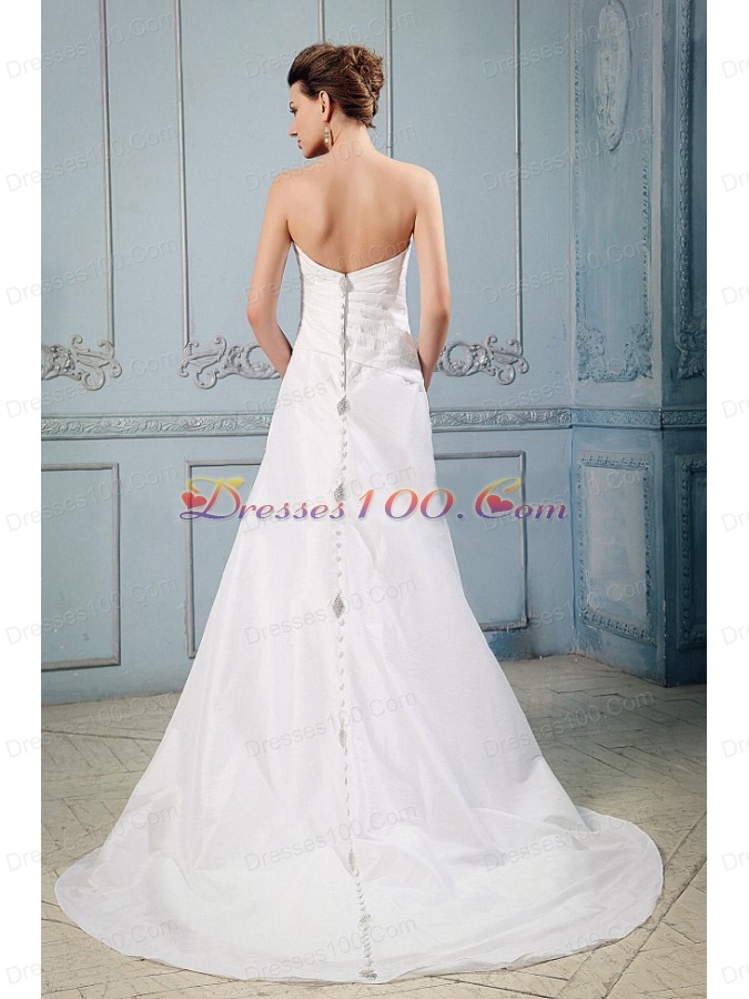 Appliques and Ruch Princess Sweetheart Wedding Dress