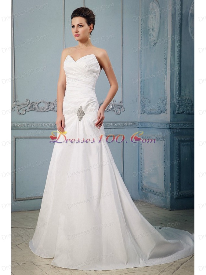 Appliques and Ruch Princess Sweetheart Wedding Dress