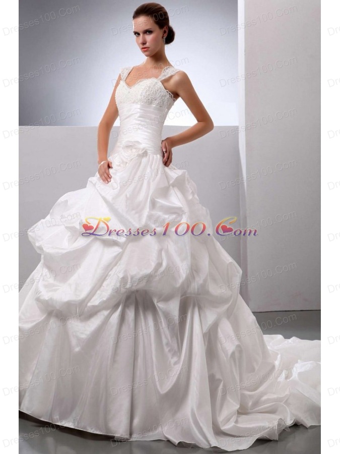 Ivory Straps Appliques and Pick-ups Bridal Gowns