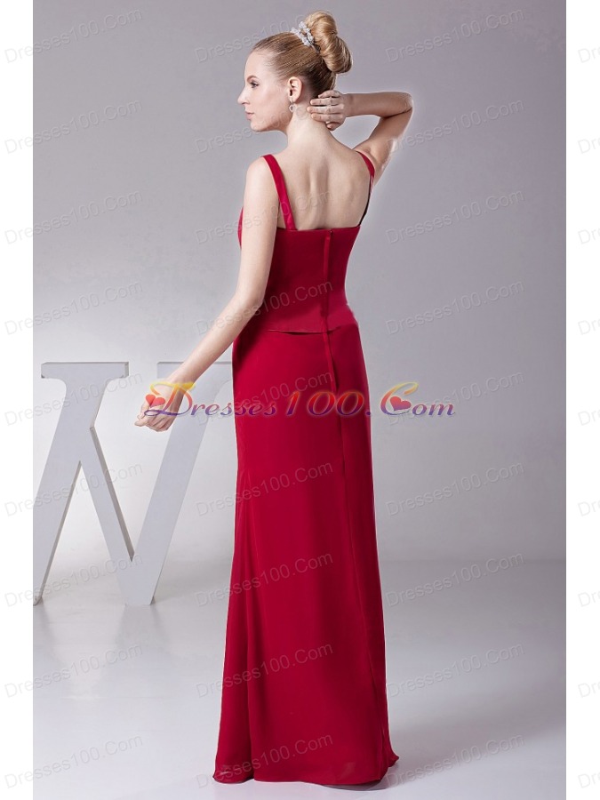 Wine Red Straps Mother Of The Bride Dress with Jacket