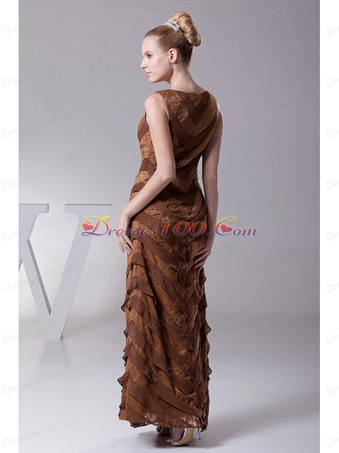 Column Designer Mother Of The Bride Dress Bateau Brown