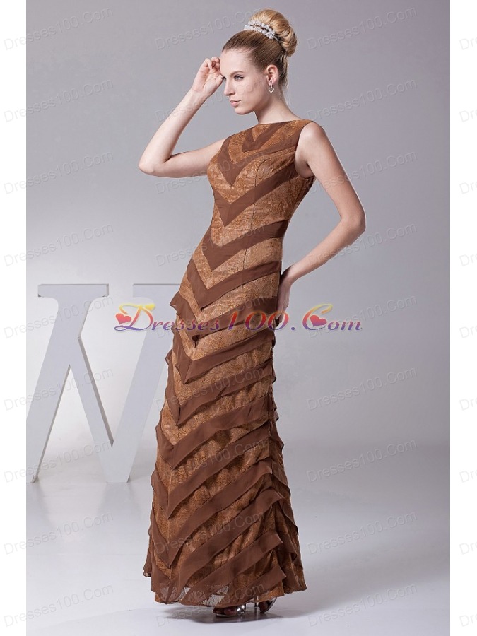 Column Designer Mother Of The Bride Dress Bateau Brown