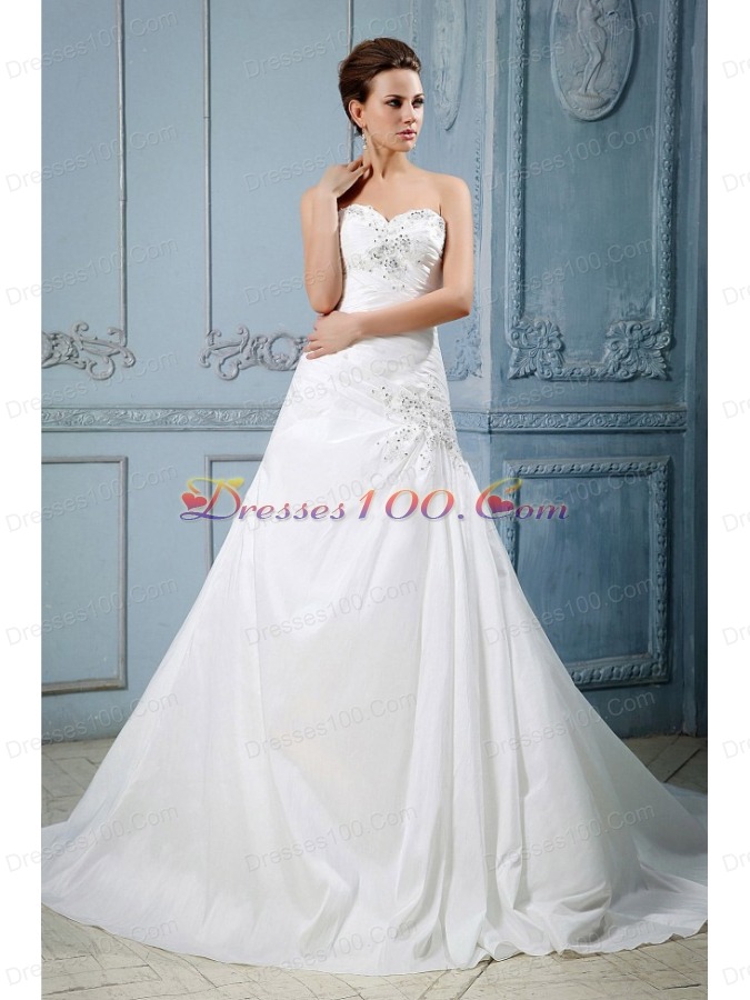 Appliques Bridal Dresses Sweetheart with Beading Train