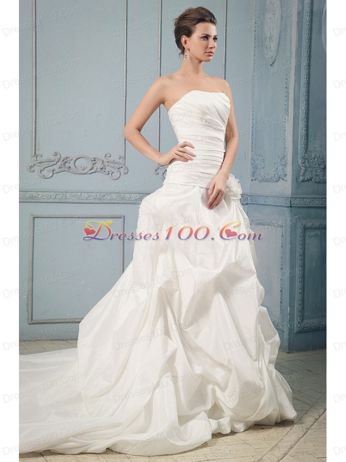 Bridal Gowns Chapel Train with Pick-ups Hand Made Flower