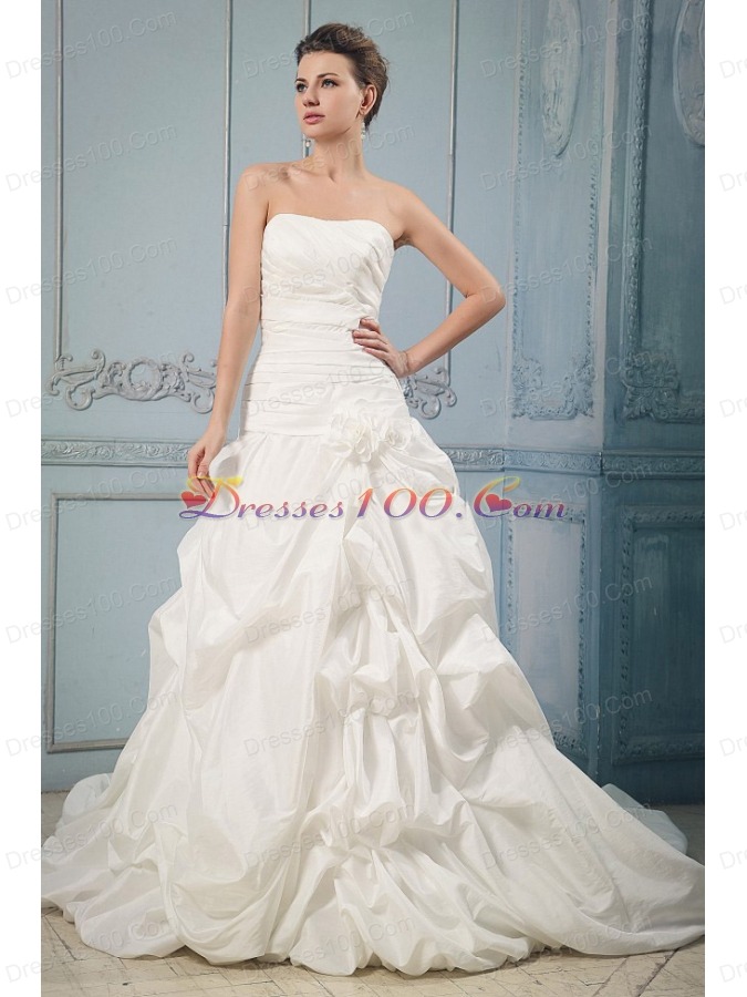 Bridal Gowns Chapel Train with Pick-ups Hand Made Flower