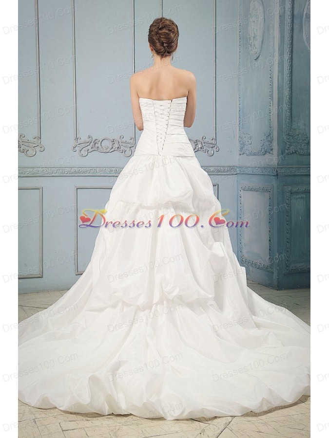 Bridal Gowns Chapel Train with Pick-ups Hand Made Flower