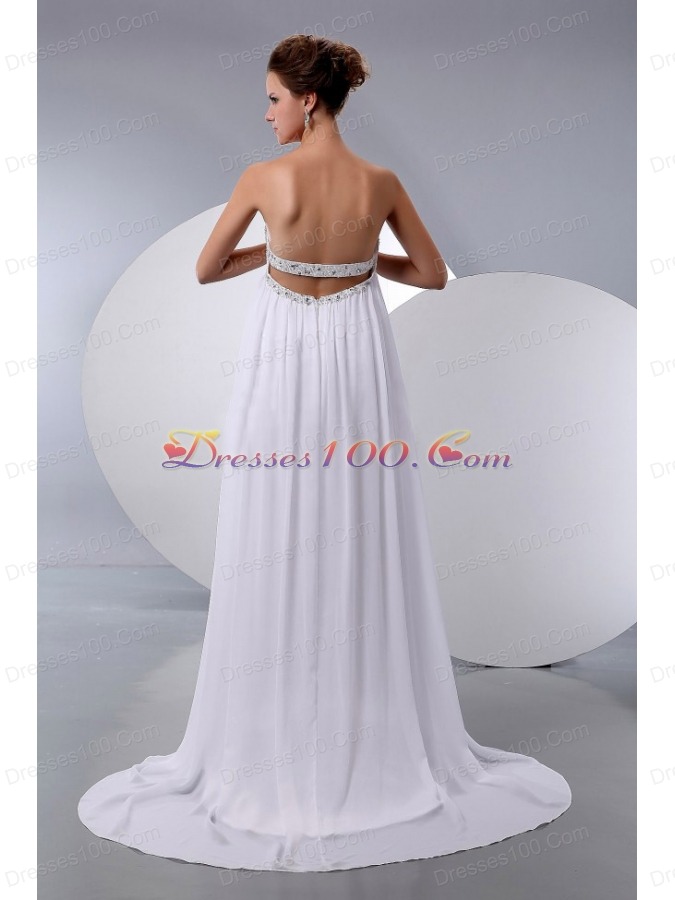 Beading Court Train Chiffon Empire Wedding Bridal Gown
