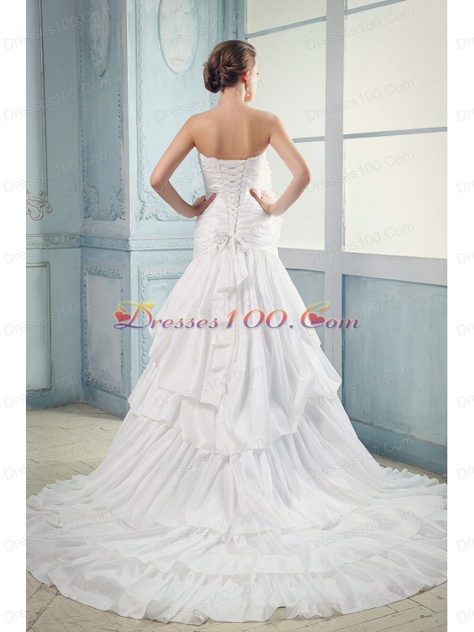 Ruching and Beading Ruffled Layers A-line Wedding Dress