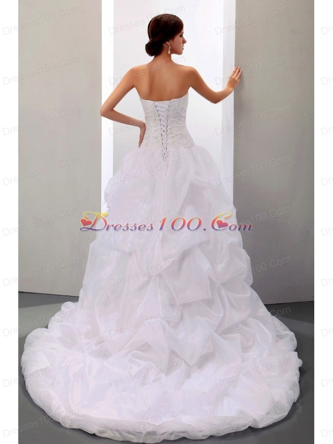 Ball Gown With Appliques and Pick-ups Wedding Dress
