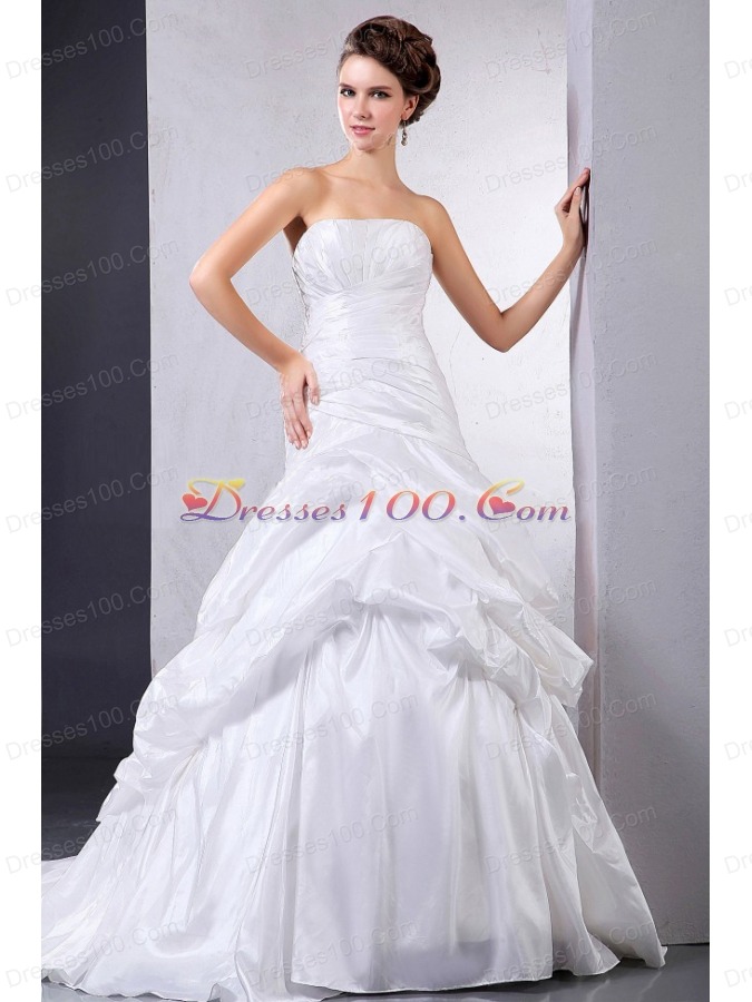 Taffeta Ball Gown Wedding Dress With Pick-ups and Ruching