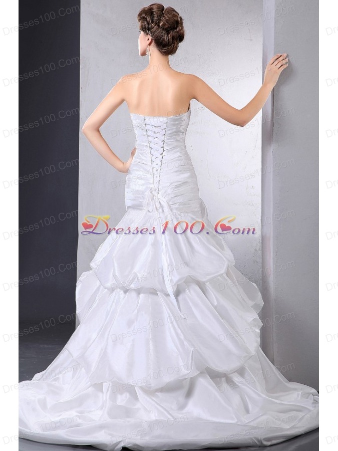 Taffeta Ball Gown Wedding Dress With Pick-ups and Ruching