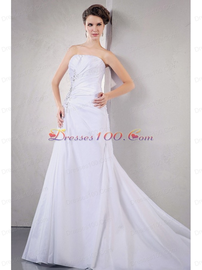 Chiffon Wedding Dress With Appliques Beading Ruching