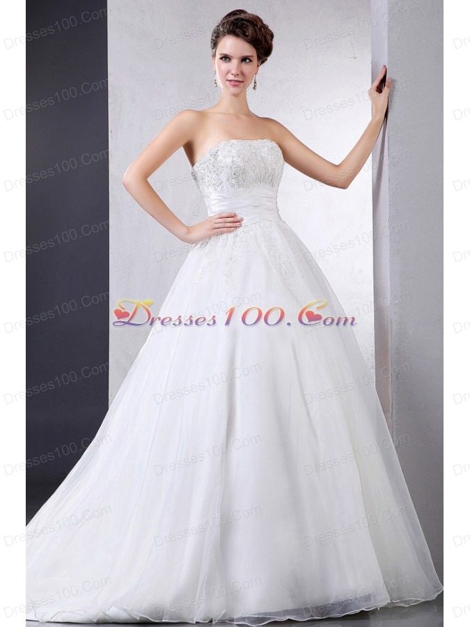 Wedding Bridal Gown With Appliques Organza Ball Gown