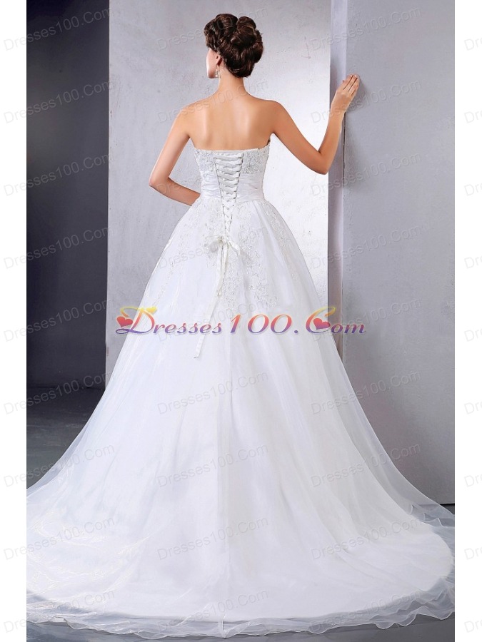 Wedding Bridal Gown With Appliques Organza Ball Gown