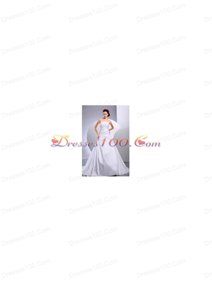 2013 Appliques Ruching Wedding Dress A-line Court