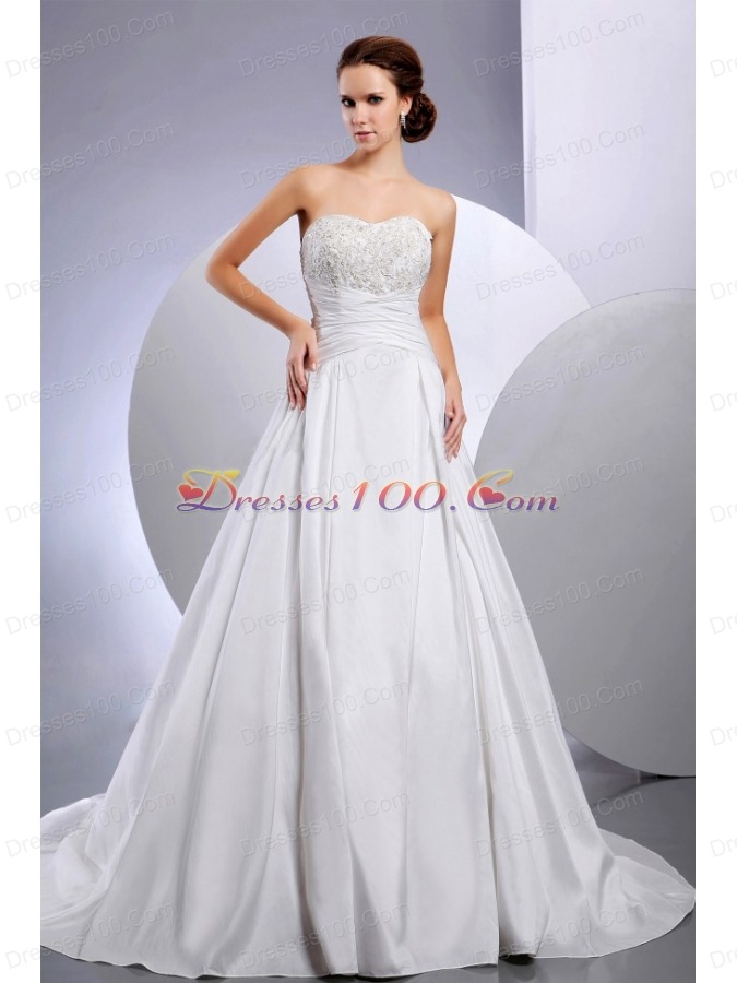 New Arrival Appliques Wedding Dress Ruching Chapel