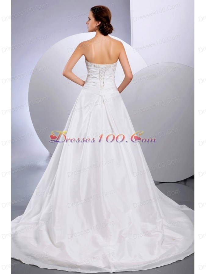 New Arrival Appliques Wedding Dress Ruching Chapel