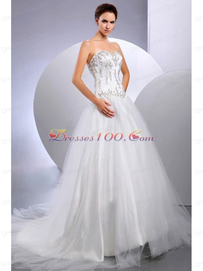 2013 Cathedral Embroidery Wedding Dress Sweetheart