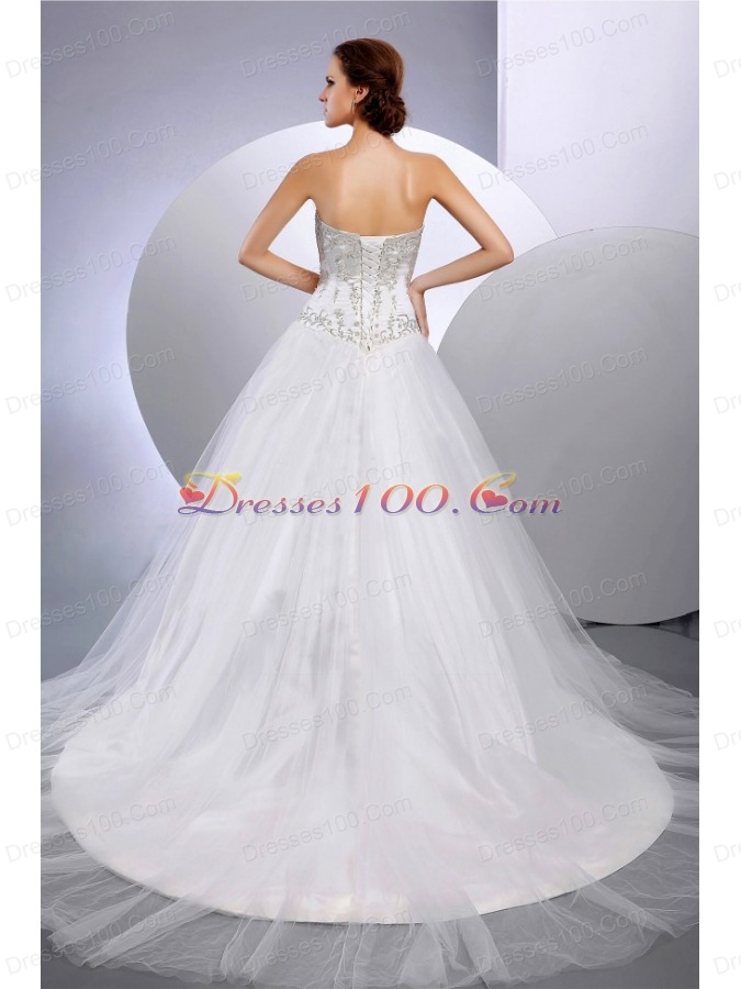 2013 Cathedral Embroidery Wedding Dress Sweetheart