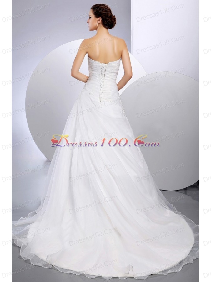 Customize Wedding Dress Appliques A-line Court