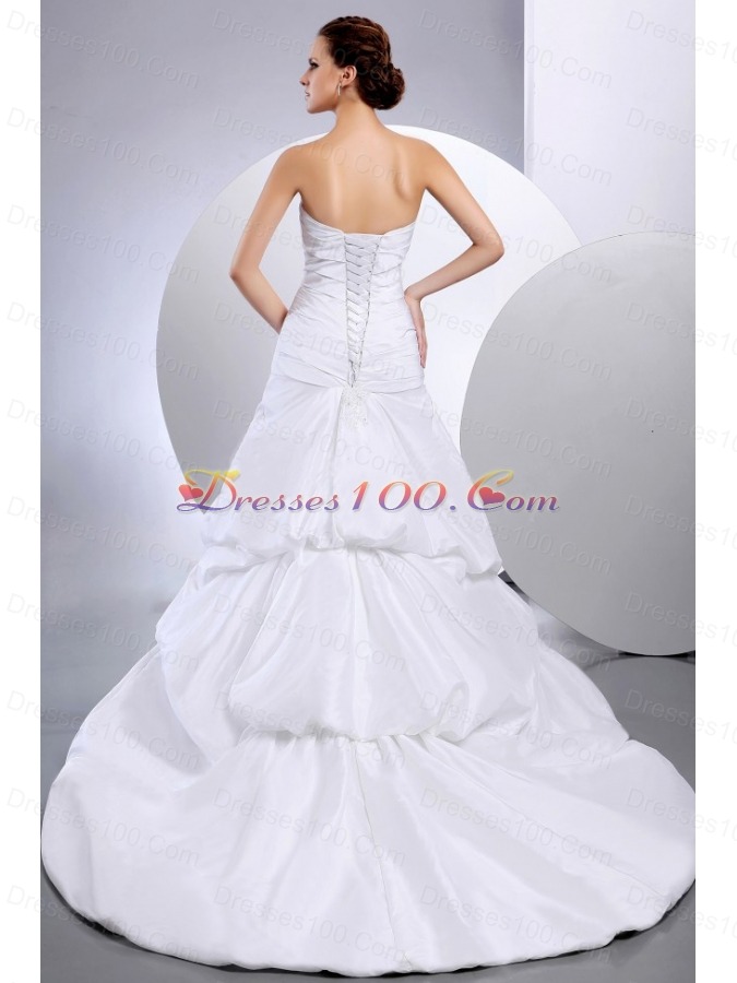 Sweetheart Ruched Beading Wedding Dress Gray And White