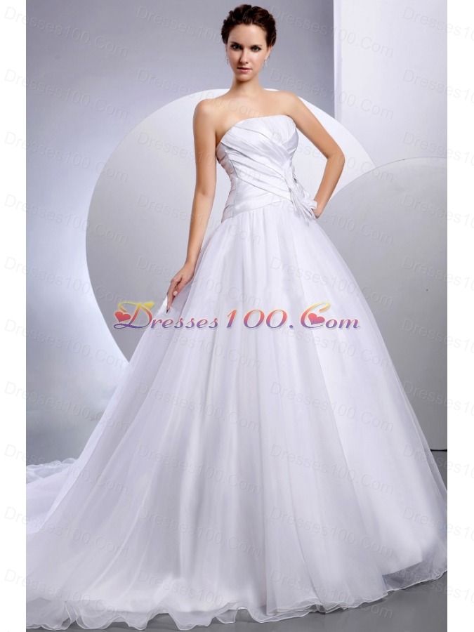 Ruched Wedding Dress Ruched A-line Cathedral Train